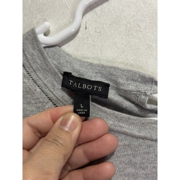 TALBOTS Gray Pullover Sweater Flamingo Novelty Soft Casual Minimalist Cute LARGE - Picture 5 of 9